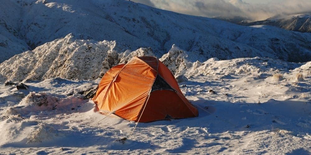 insulated tent in the snow